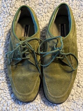 Vintage Hush Puppies Olive Green Suede Oxfords Men's Size 5 / Women's 6.5